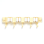 Wall-mounted tool organizer rack holding brooms and mops securely