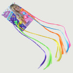 Hair clutch holding colourful multicolor braided hair extension streaks