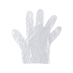 Gloves for hygienic food prep and household cleaning in clear plastic