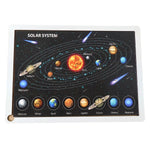 Solar orbit puzzle showing the Sun and planets in a wooden tray base