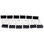Neatly arranged black metal binder clips 19mm size