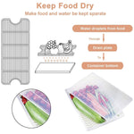 Plastic food container featuring a removable drain tray to maintain freshness