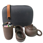 Portable Kung Fu Tea Set with ceramic teapot and cups in a travel bag