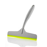 Grey kitchen wiper featuring an ergonomic handle for comfortable grip.