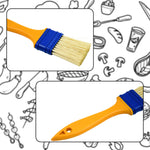 Hand holding a blue basting brush, ready for use in the kitchen.