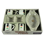 The full Ceramic Snack & Tea Set beautifully arranged on a table with snacks, highlighting its utility for entertaining.