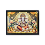 Lord Ganesha painting adorning a light-colored living room wall for cultural charm