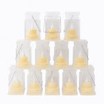 Transparent storm lantern with warm LED candle inside, flameless