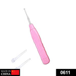 Close-up of LED Flashlight Earpick tool with built-in LED light illuminating ear canal