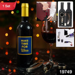 Decorative wine lover gift set in stylish bottle-shaped case
