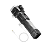 Bright LED torch illuminating an outdoor camping scene, perfect for night adventures.