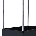 Quick shift movable storage rack trolley showing sturdy plastic trays and metal poles