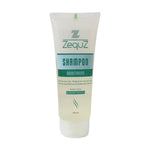 Zequz Conditioning Shampoo branding label highlighting nourishment benefits