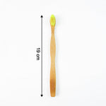 Closeup of natural bamboo toothbrush handle with antimicrobial properties