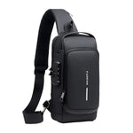 Side view of adjustable anti-theft sling bag showcasing padded strap design