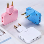 Foldable Wall Plug Adapter neatly packed in a travel bag, highlighting its suitability as a travel adapter.