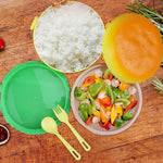 A vibrant burger shape lunch box filled with a balanced meal for kids.
