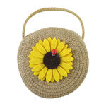 Woven mini crossbody bag with sunflower motif