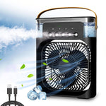 Size reference with  portable air cooler fan on desk
