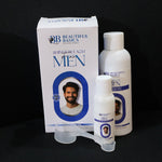 Measuring spoon used for accurate application of men's bleach facial hair lightening kit.