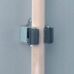 Infographic highlighting the waterproof and durable metal + resin material of the wall mount holder.