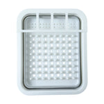 Plastic dish rack organizing plates and utensils