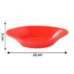 Side profile of glossy red plastic Marin serving bowl