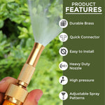 Metal garden hose spray nozzle for outdoor gardening and washing