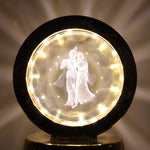 Golden base Radhe Krishna decorative lamp emitting soft ambient LED light