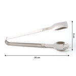 Salad being served with stainless steel multipurpose serving tong