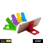 Foldable mobile phone stand designed for easy carrying and stable support.