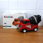 Kids mixer truck vehicle toy with friction power mechanism