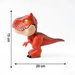 Colorful dinosaur stationery set components arranged for children’s study