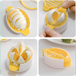 A close-up view of the sharp stainless steel wires of the egg slicer for precise cuts.