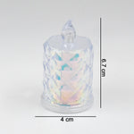 Top-down view of an LED tealight candle, showcasing its realistic flicker.