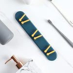 Efficient wall-mounted toothbrush holder with shelves and hooks for Indian bathrooms.
