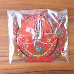 Traditional wooden decorative diya stand with hand-painted designs