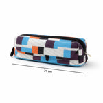 Interior compartment of pencil pouch showing space for pens and accessories