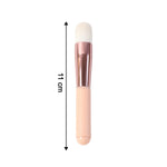 Ergonomic handle of soft makeup brush offering comfortable grip for face blending