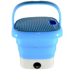 Close-up of the portable washing machine's detachable drain basket feature.
