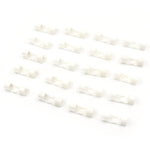 The 20-piece set of plastic cable clips shown in their retail packaging, ready for use.