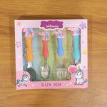 Kids dining utensils featuring unicorn theme
