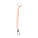 Metal key ring and clip securely attached to elastic spiral coil keychain bracelet