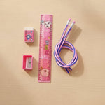 Size dimensions of the kids school stationery kit displayed clearly