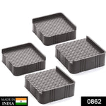 Four-piece refrigerator base stand set for washing machines and appliances.