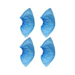 Set of blue disposable shoe covers suitable for indoor and outdoor use.