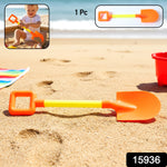 Close-up of kid-friendly plastic shovel handle with easy grip design