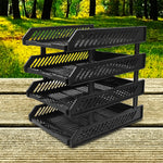 Side angle view of the office file rack positioned on a clean desk.