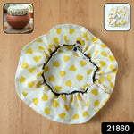 Cotton pot cover with elastic edge ensuring snug fit