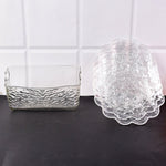 Elegant plastic bowls with textured finish arranged on serving tray